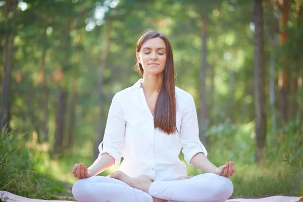 girl doing yoga and meditation